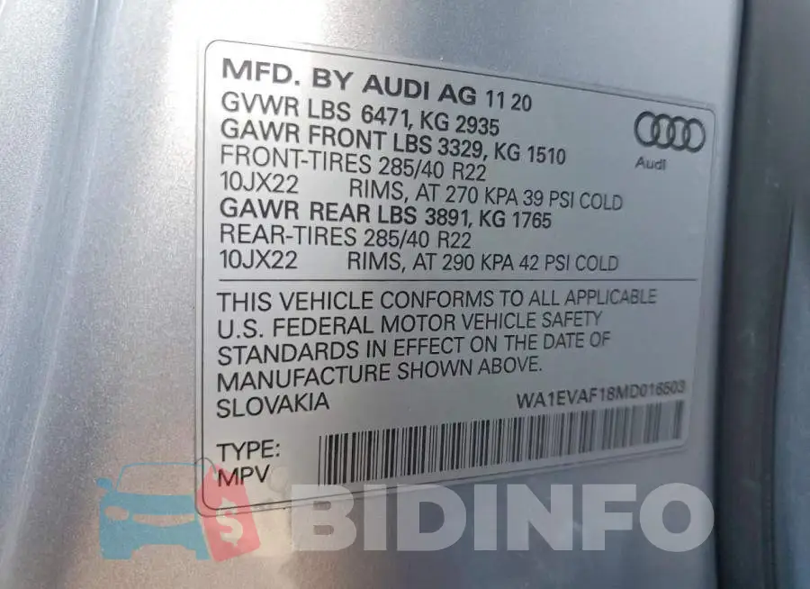 WA1EVAF18MD016503 Photo# 12