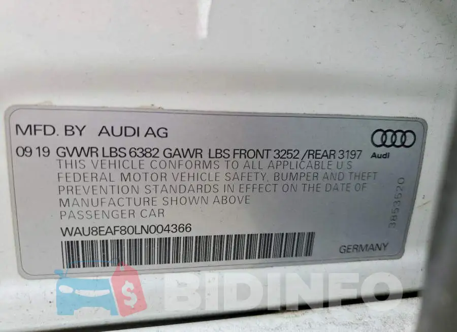 WAU8EAF80LN004366 Photo# 12