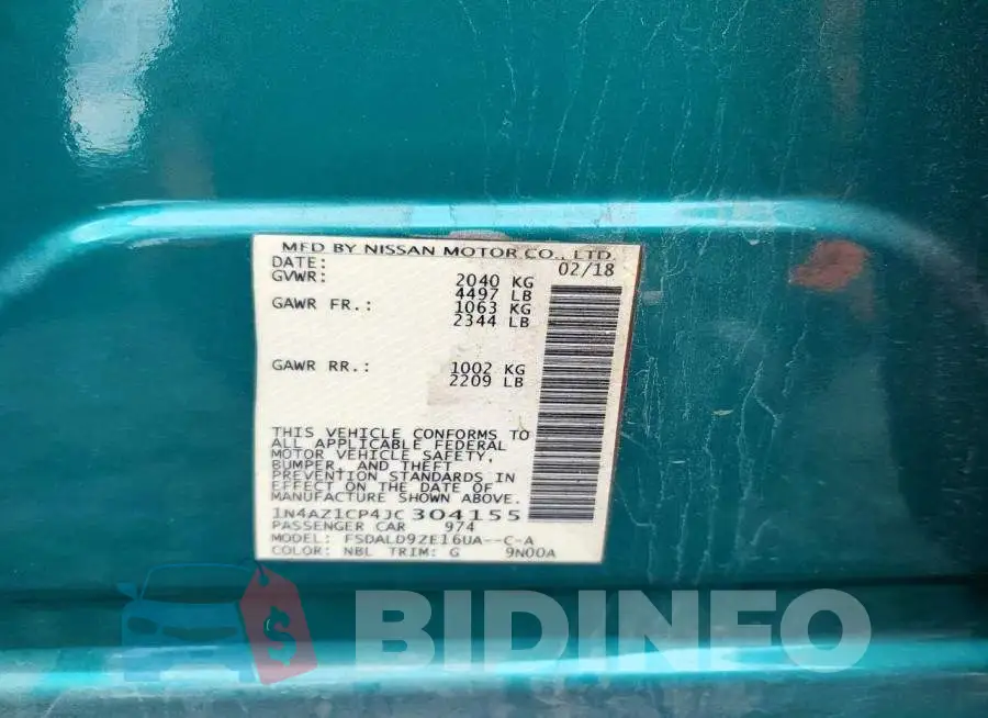 1N4AZ1CP4JC304155 Photo# 12