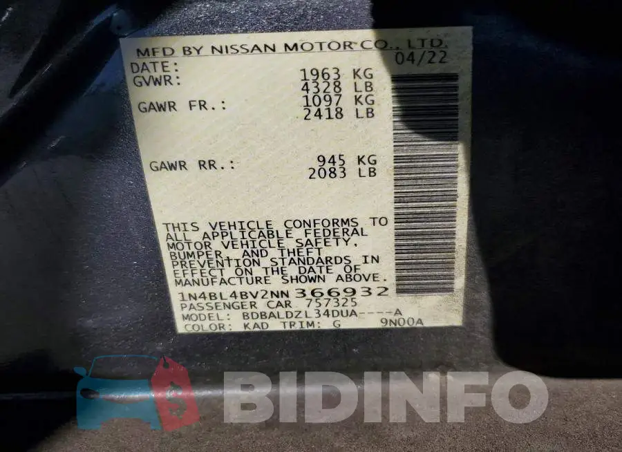 1N4BL4BV2NN366932 Photo# 13