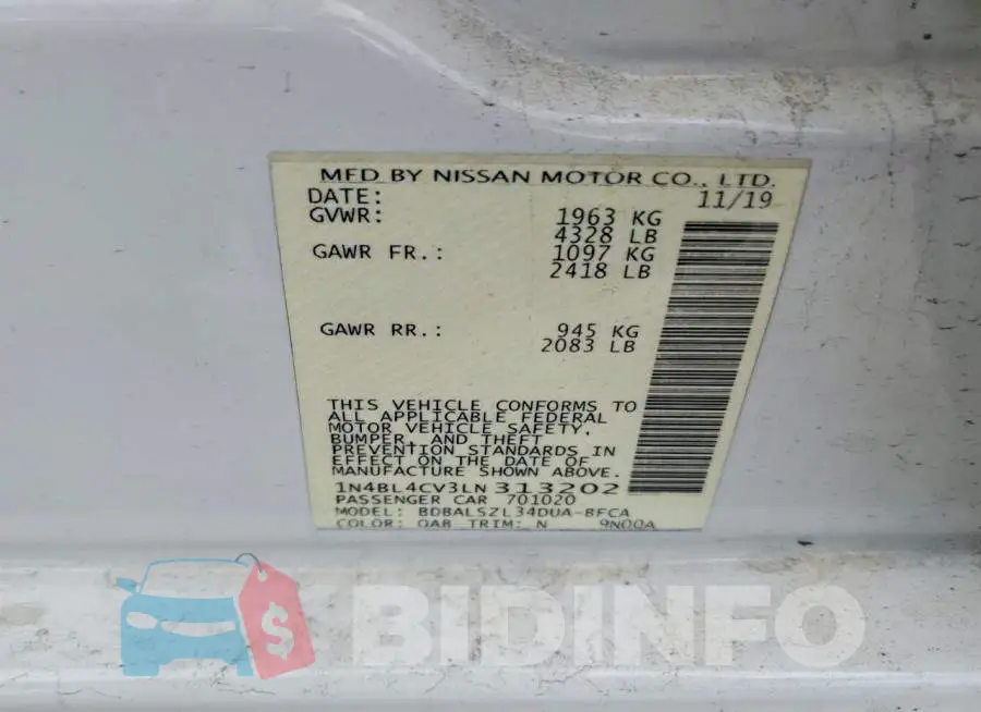 1N4BL4CV3LN313202 Photo# 12