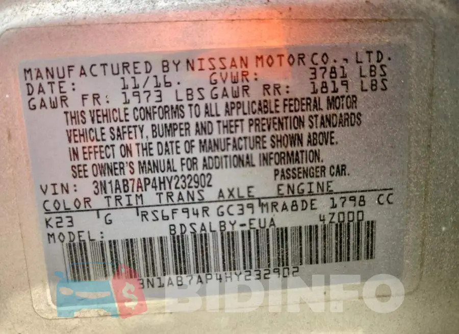 3N1AB7AP4HY232902 Photo# 12