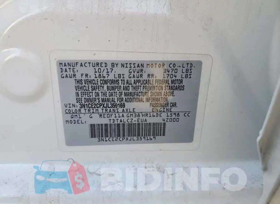 3N1CE2CPXJL359169 Photo# 12