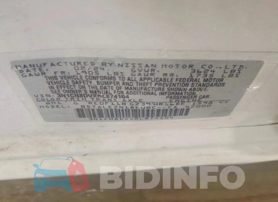 3N1CN8DVXRL874104 Photo# 12