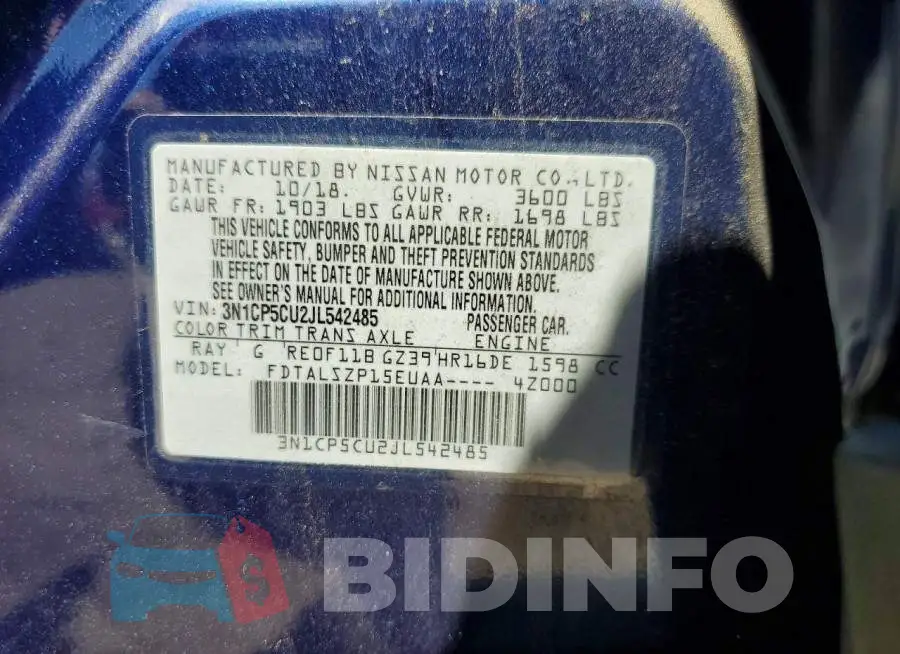 3N1CP5CU2JL542485 Photo# 12
