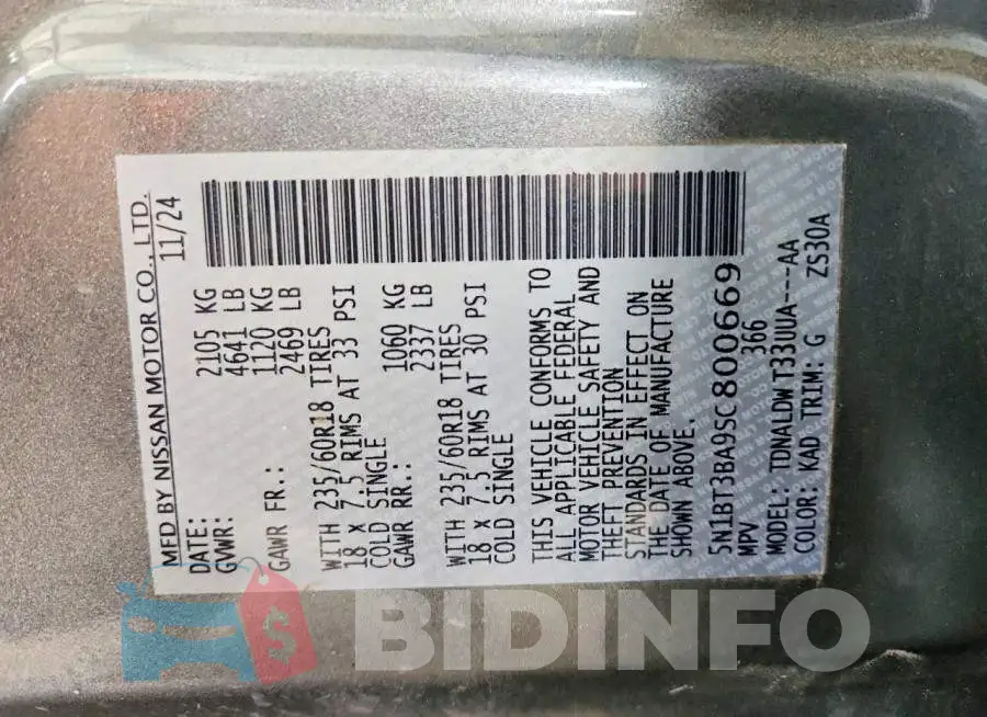 5N1BT3BA9SC800669 Photo# 14