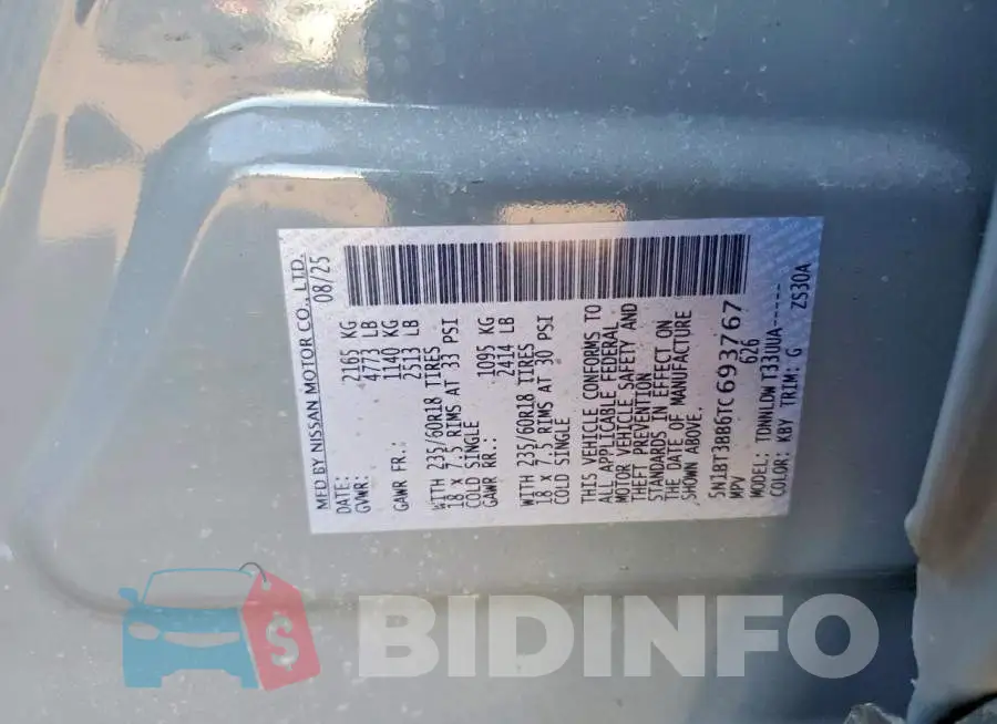 5N1BT3BB6TC693767 Photo# 12