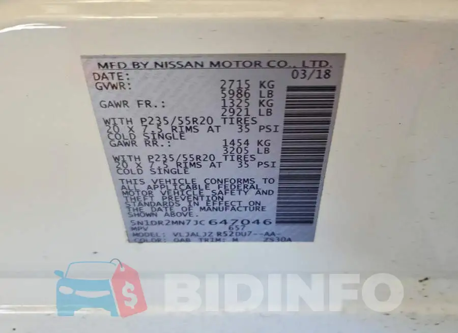 5N1DR2MN7JC647046 Photo# 13