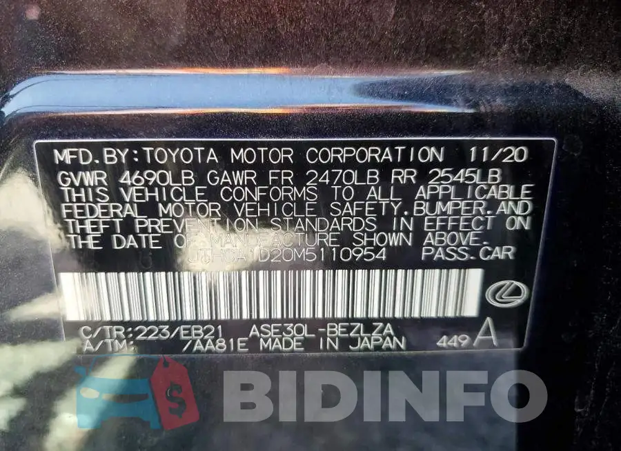 JTHCA1D20M5110954 Photo# 12