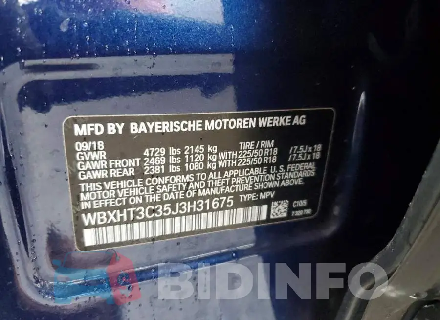 WBXHT3C35J3H31675 Photo# 13