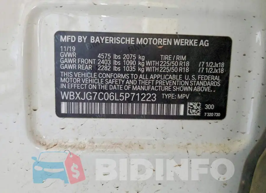 WBXJG7C06L5P71223 Photo# 13