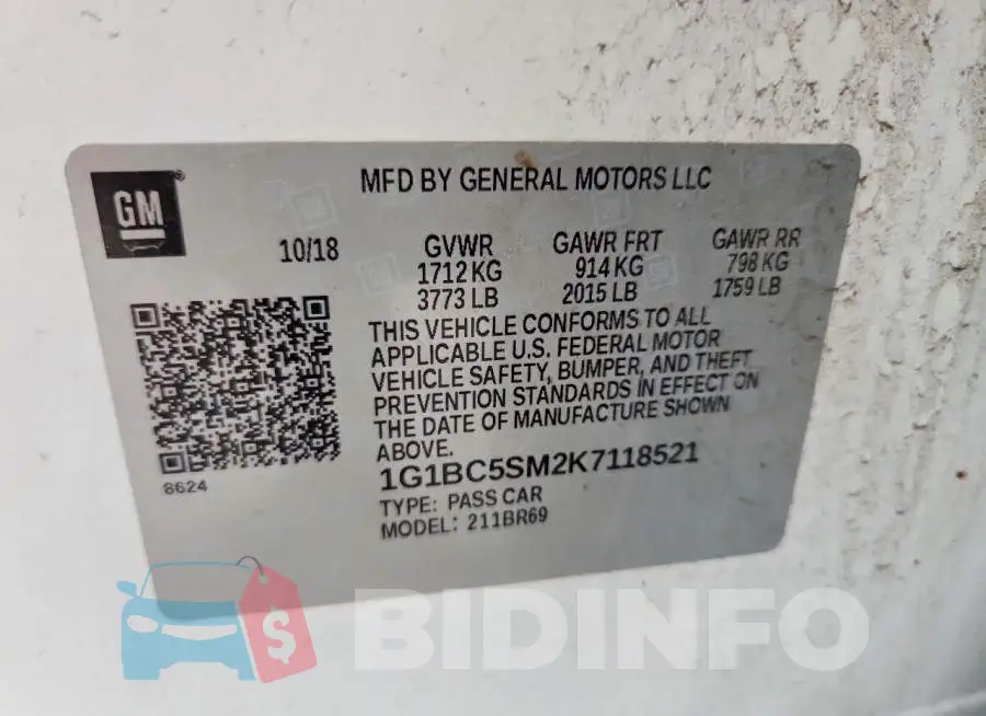 1G1BC5SM2K7118521 Photo# 12