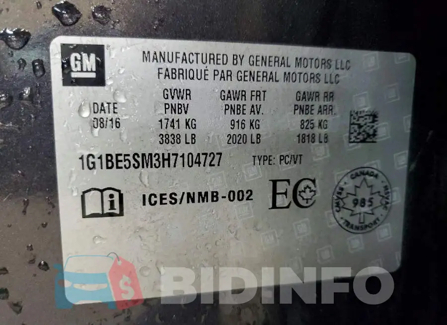 1G1BE5SM3H7104727 Photo# 12