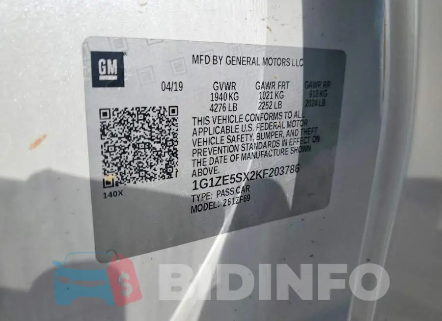 1G1ZE5SX2KF203786 Photo# 12