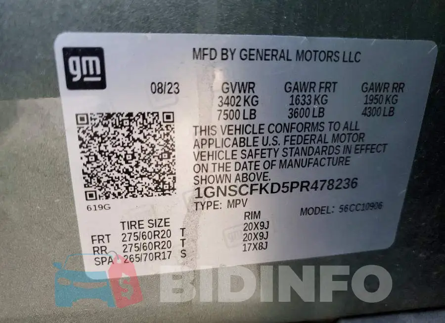 1GNSCFKD5PR478236 Photo# 13