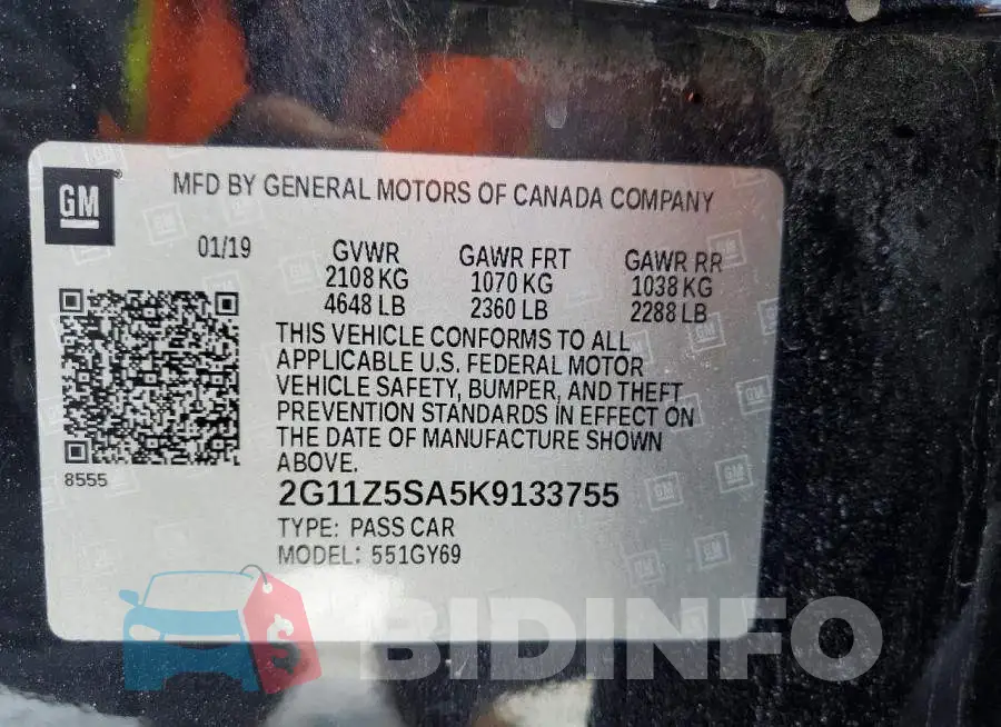 2G11Z5SA5K9133755 Photo# 12