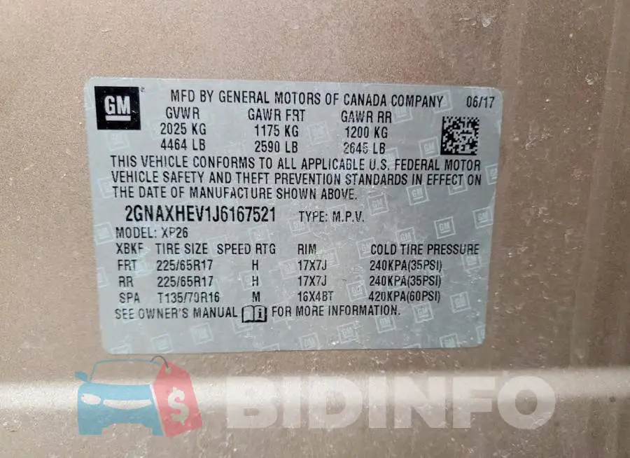 2GNAXHEV1J6167521 Photo# 13