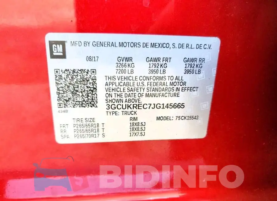 3GCUKREC7JG145665 Photo# 13