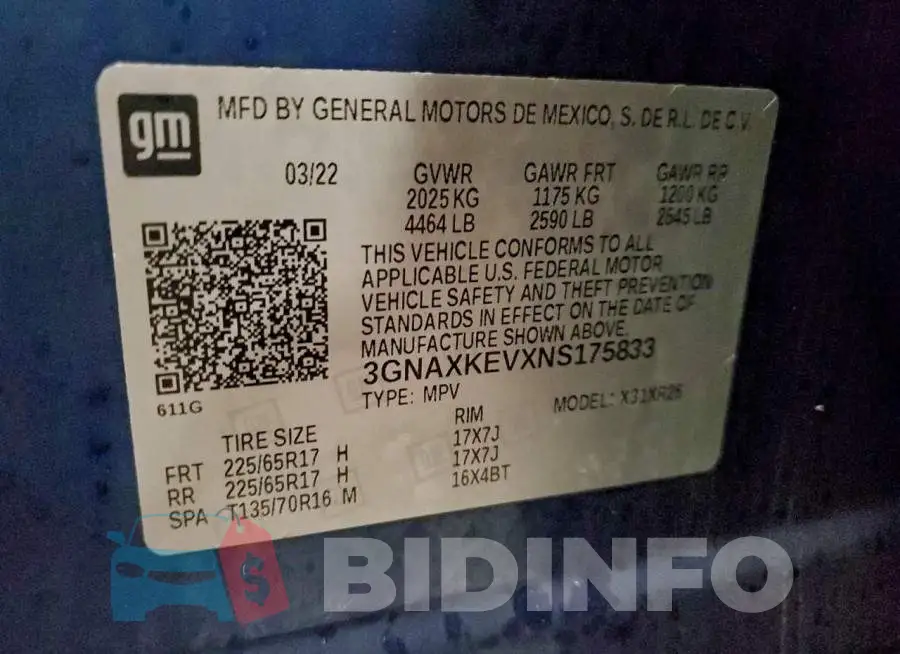 3GNAXKEVXNS175833 Photo# 14