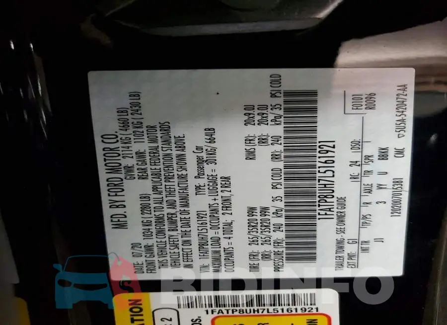 1FATP8UH7L5161921 Photo# 13