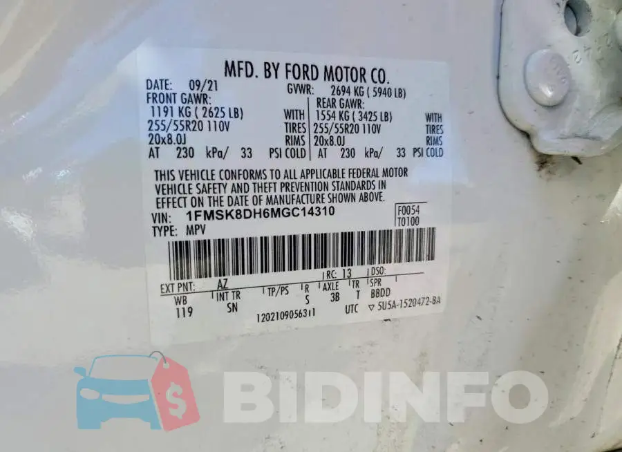 1FMSK8DH6MGC14310 Photo# 12