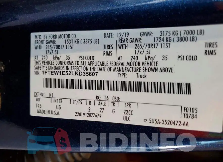1FTEW1E52LKD35607 Photo# 12