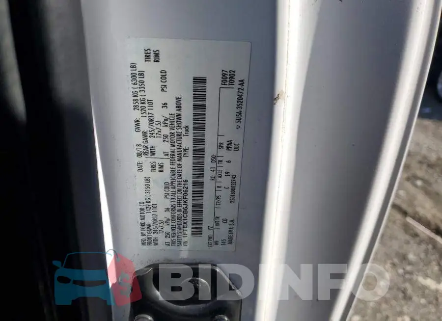 1FTEX1CB6JKF06216 Photo# 12