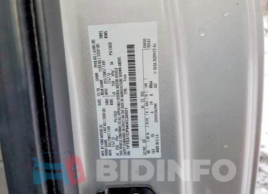 1FTEX1CP9KKC26531 Photo# 12
