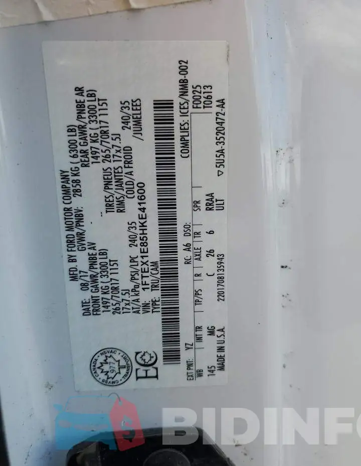 1FTEX1E85HKE41600 Photo# 12