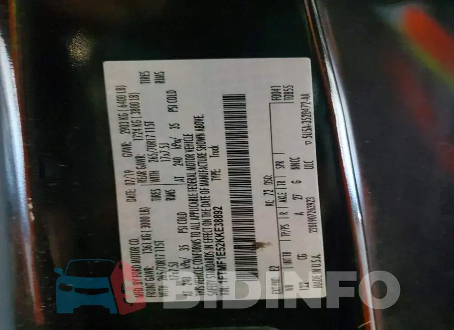 1FTMF1E52KKE38892 Photo# 12