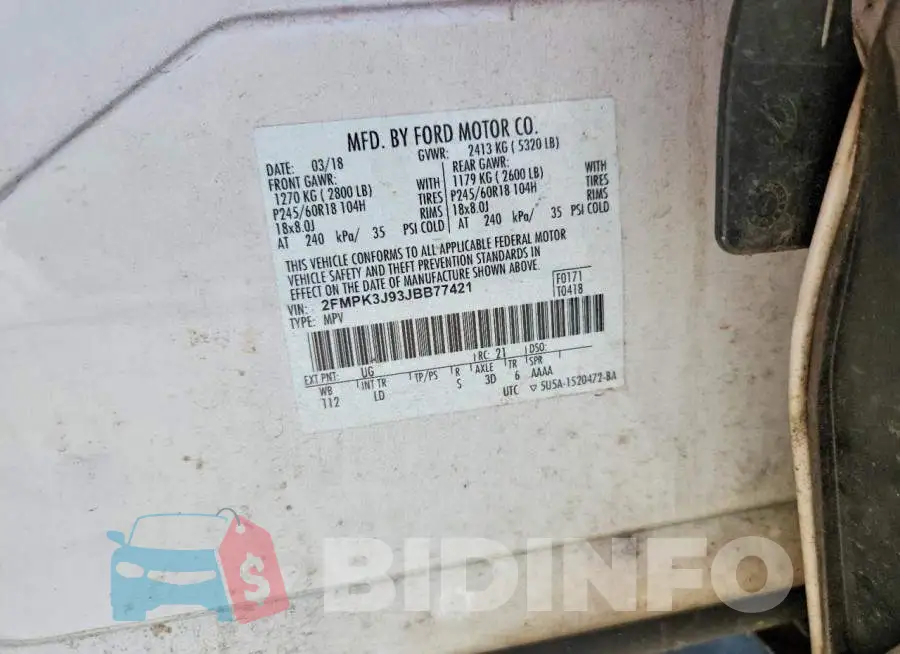 2FMPK3J93JBB77421 Photo# 13