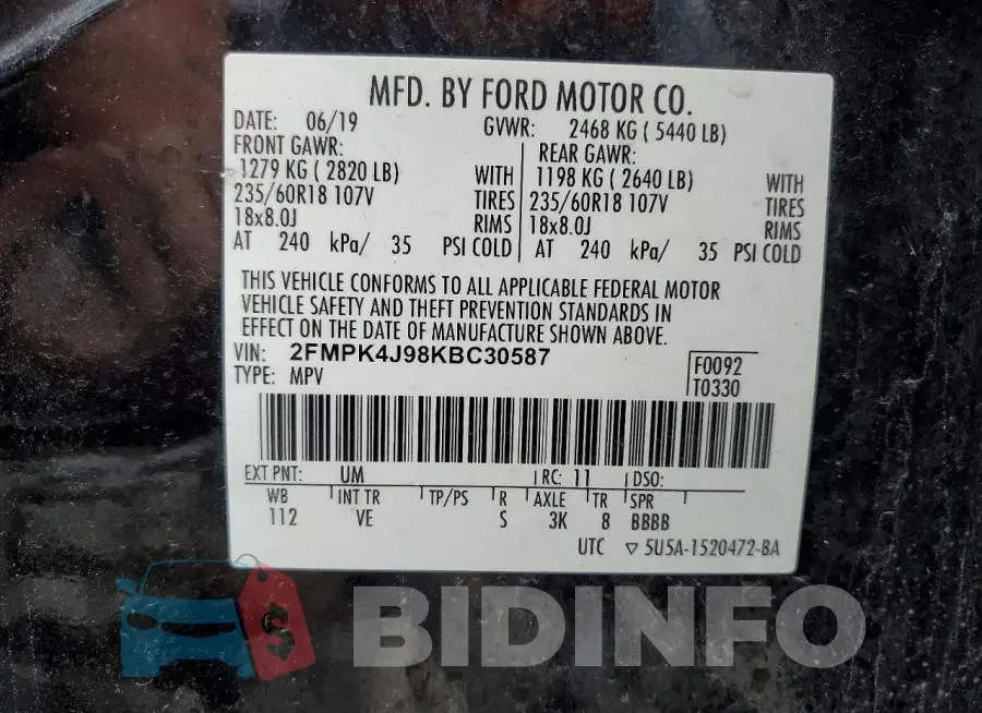2FMPK4J98KBC30587 Photo# 12