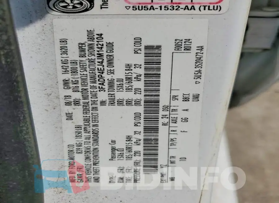 3FADP4EJ4JM142104 Photo# 14