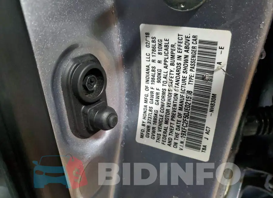 19XFC2F50JE021598 Photo# 12