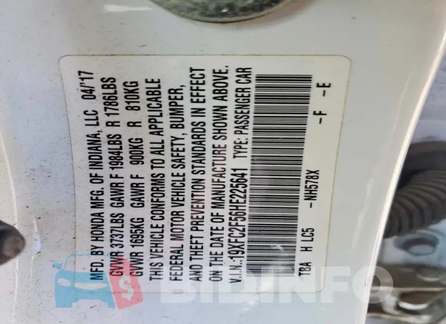 19XFC2F56HE225641 Photo# 12