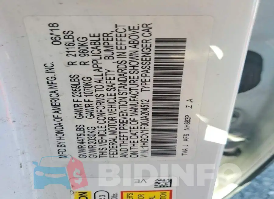 1HGCV1F30JA204512 Photo# 12
