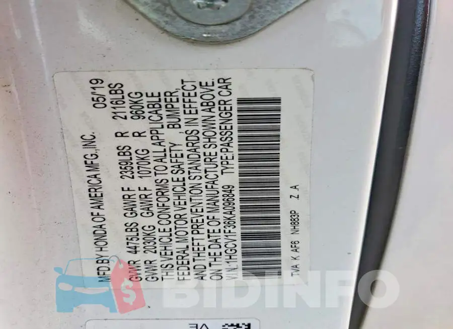 1HGCV1F36KA096849 Photo# 12