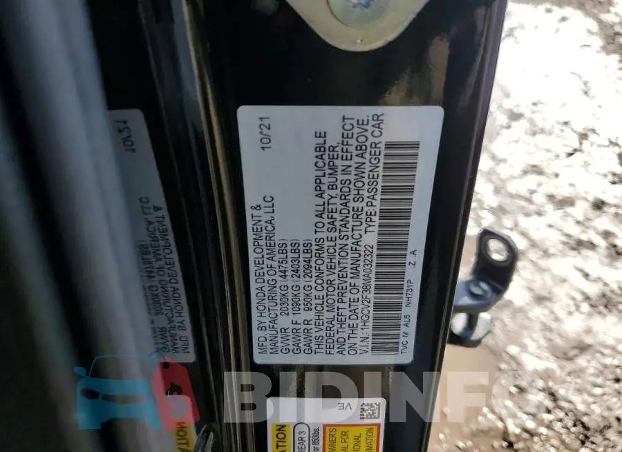 1HGCV2F38MA032322 Photo# 12