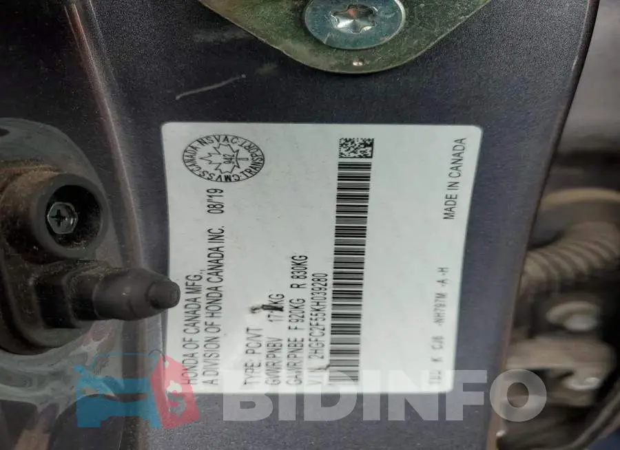 2HGFC2F55KH039280 Photo# 12