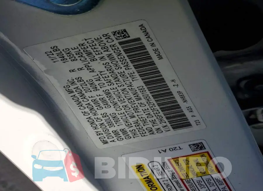 2HGFE2F52PH501683 Photo# 13