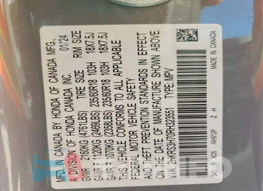 2HKRS3H70RH323551 Photo# 13