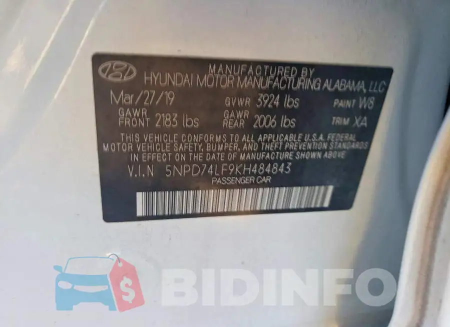 5NPD74LF9KH484843 Photo# 13