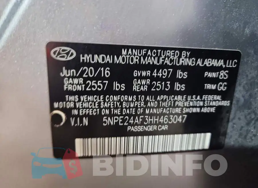 5NPE24AF3HH463047 Photo# 13