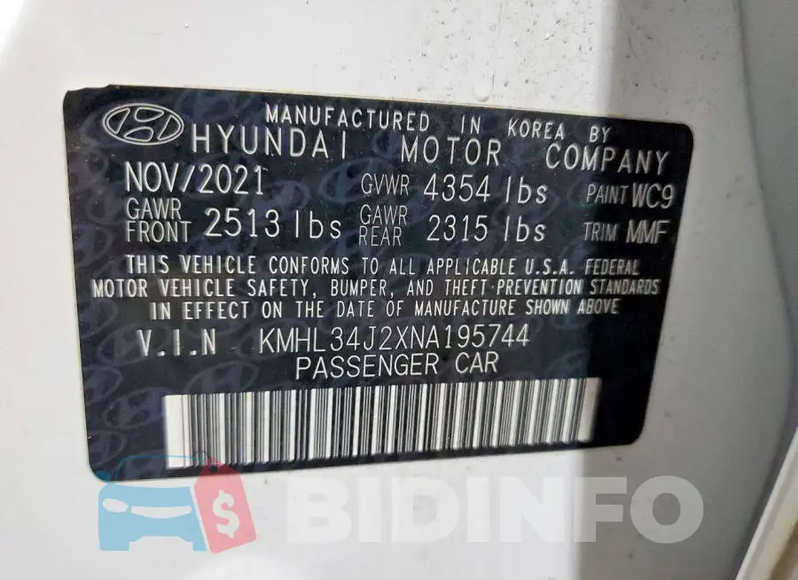 KMHL34J2XNA195744 Photo# 12