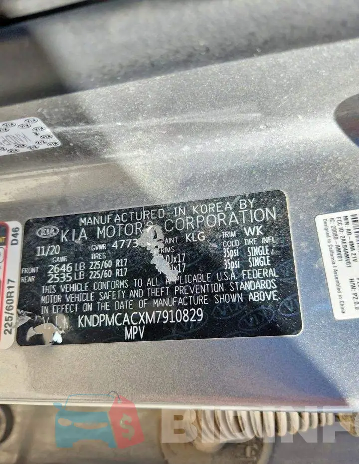 KNDPMCACXM7910829 Photo# 13