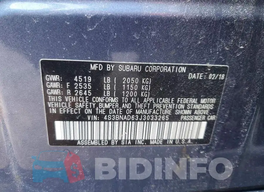 4S3BNAD63J3033265 Photo# 12