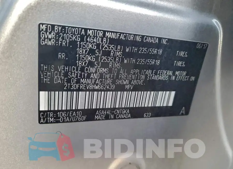 2T3DFREV8HW662439 Photo# 12