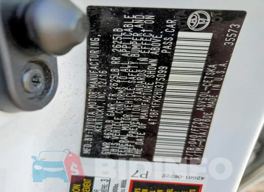 4T1BF1FK2HU375099 Photo# 12