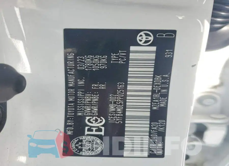 5YFB4MDE5PP025163 Photo# 13