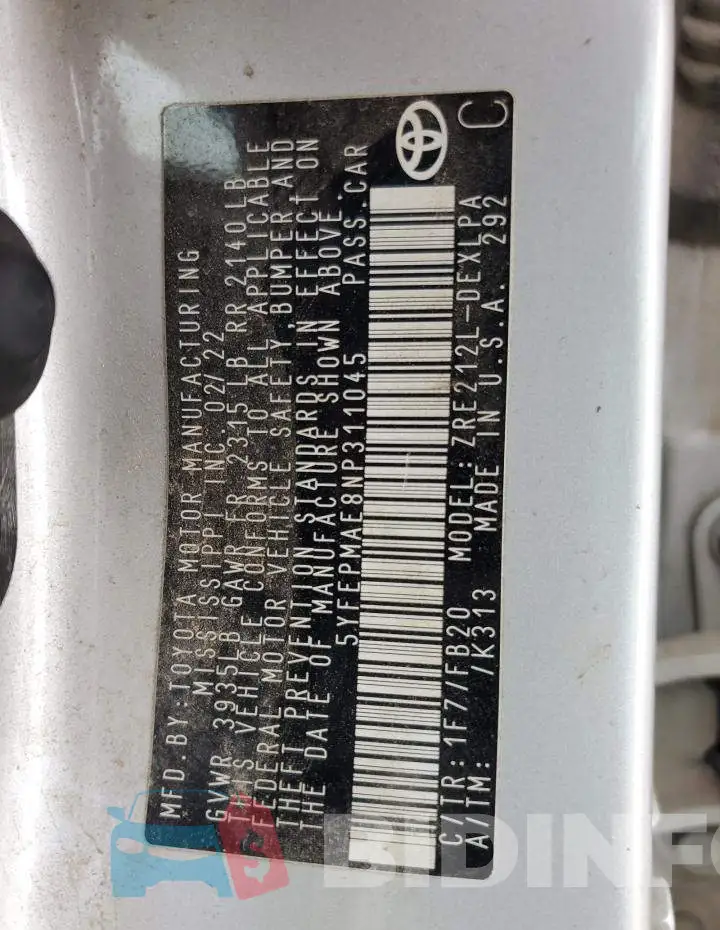 5YFEPMAE8NP311045 Photo# 12
